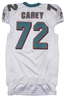 2008 Vernon Carey Game Used Miami Dolphins Home Jersey Photo Matched To 10/5/2008 (MeiGray)